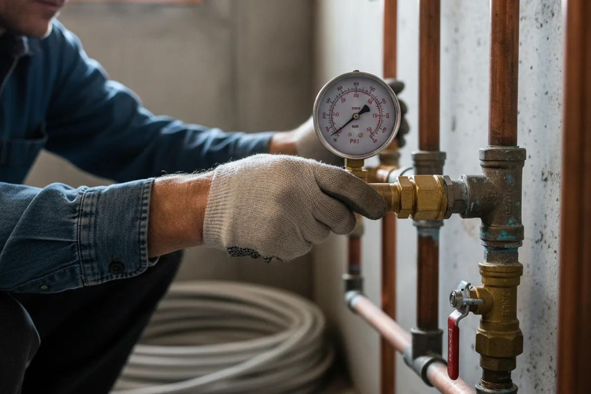 Pressure testing a repaired line during Water Line Repair in Corona Del Mar